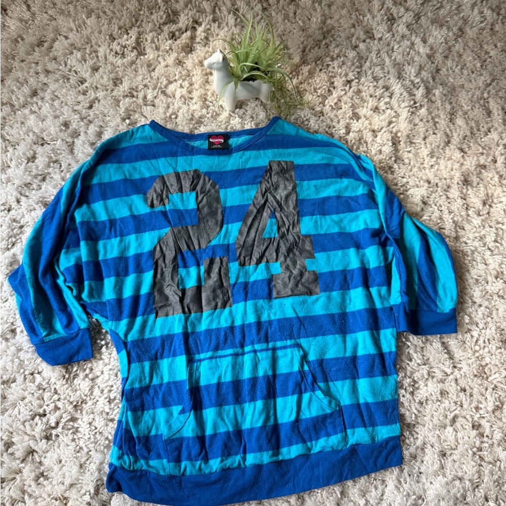 Hard Candy vintage Y2K 2000s Blue and Teal Striped Shirt